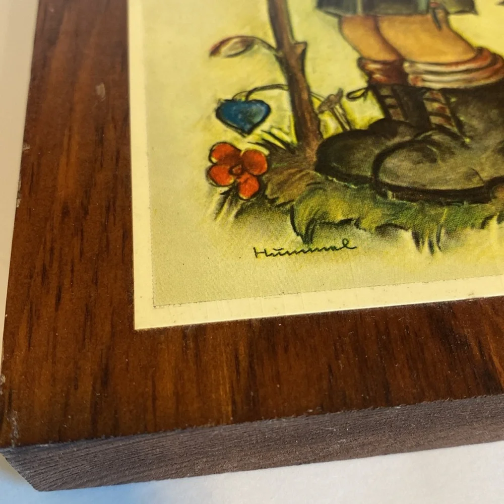 2 Vintage Hummel Wood Plaque Art Print Wall Art Boy & Girl